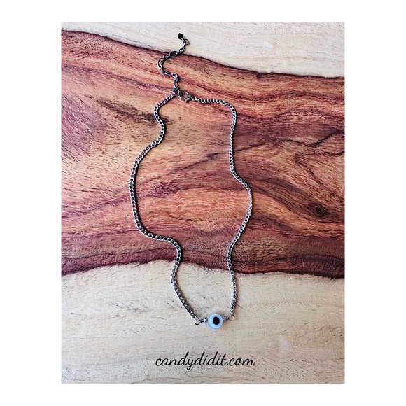 NWT Handmade Candy Did It! White Double Sided Eye Of Protection Necklace - Picture 2 of 4